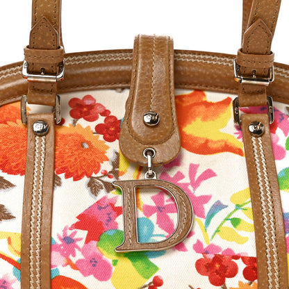 Canvas Floral Print Detective Satchel Multicolor