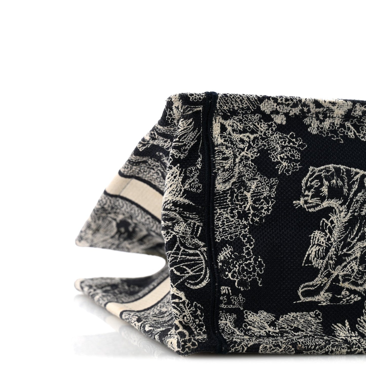 Canvas Embroidered Medium Toile De Jouy Reverse Book Tote Blue