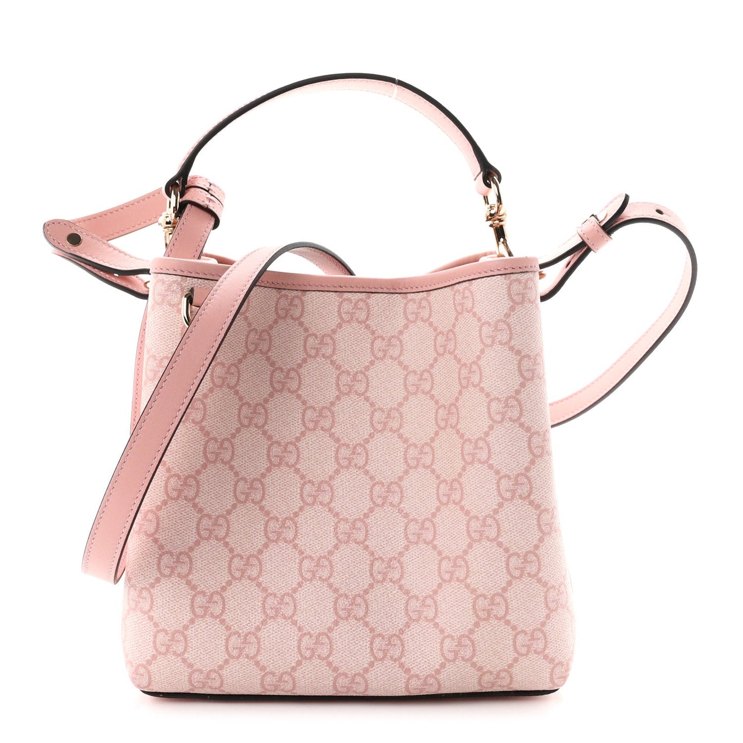 GG Supreme Monogram Emblem Mini Bucket Bag Pink