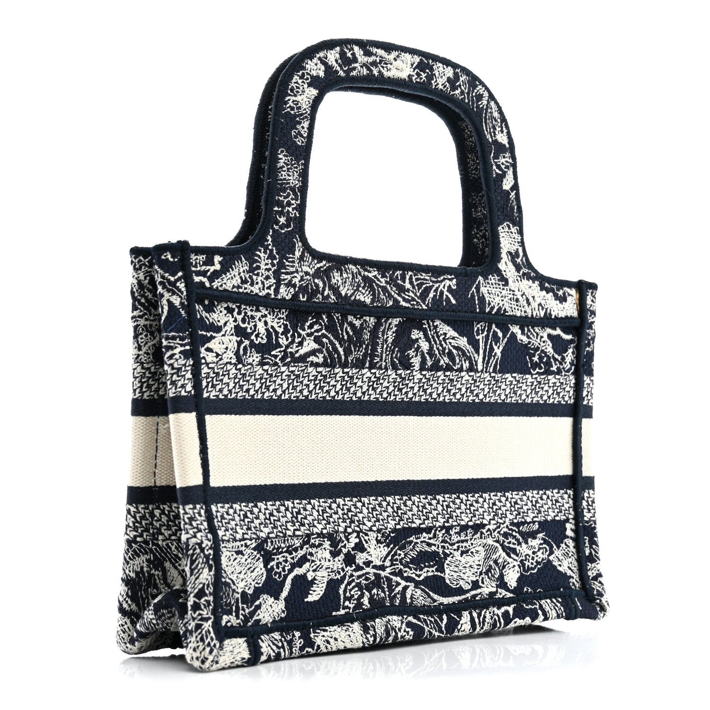 Canvas Embroidered Mini Toile De Jouy Book Tote Blue