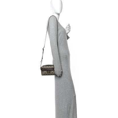 GG Supreme Monogram Textured Calfskin Super Mini Ophidia Shoulder Bag Beige Ebony New Acero
