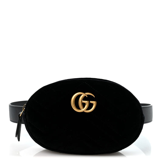 Velvet Matelasse GG Marmont Belt Bag 75 30 Black
