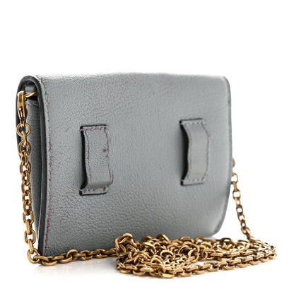 Goatskin Nano Saddle Chain Pouch Blue