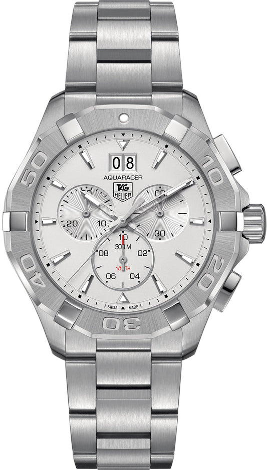 Tag Heuer Aquaracer White Dial Silver Steel Strap Watch for Men - CAY1111.BA0927