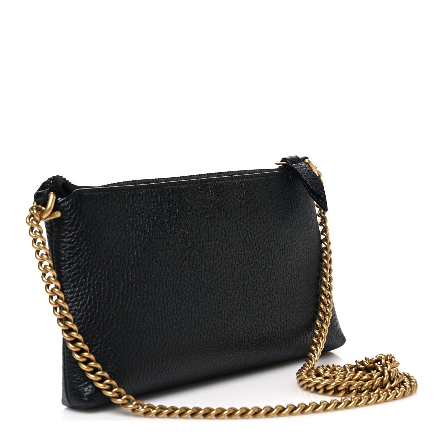 Pebbled Calfskin GG Marmont Zip Chain Bag Black