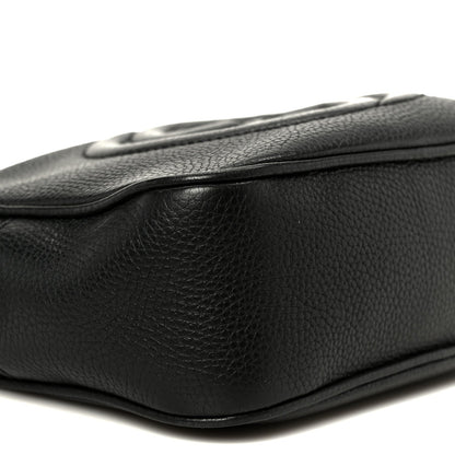 Pebbled Calfskin Small Soho Disco Bag Black