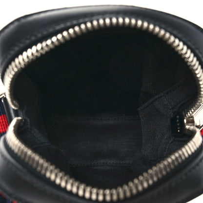 GG Supreme Monogram Appia Calfskin Web Small Camera Messenger Bag Black Grey