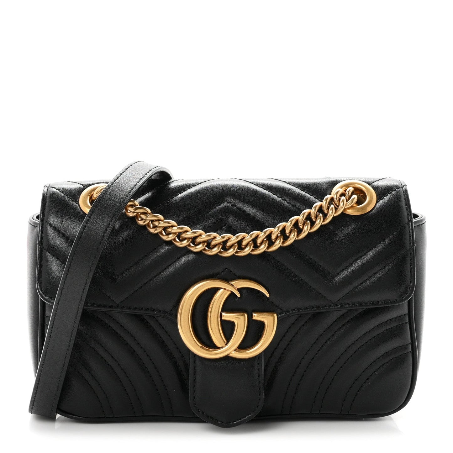 Calfskin Matelasse Mini GG Marmont Shoulder Bag Black