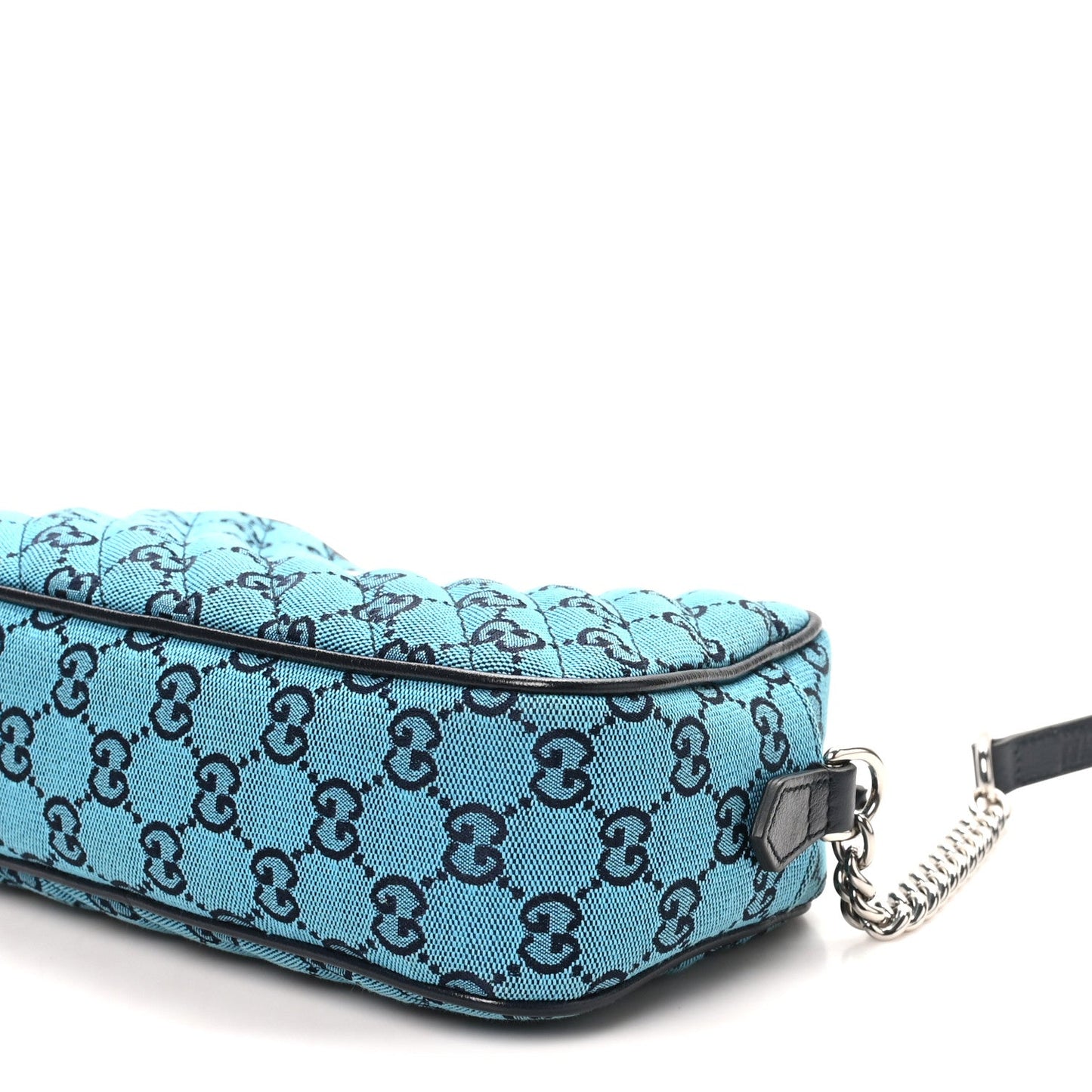 Monogram Multicolor Matelasse Diagonal Small GG Marmont Chain Shoulder Bag Light Blue Light Blue