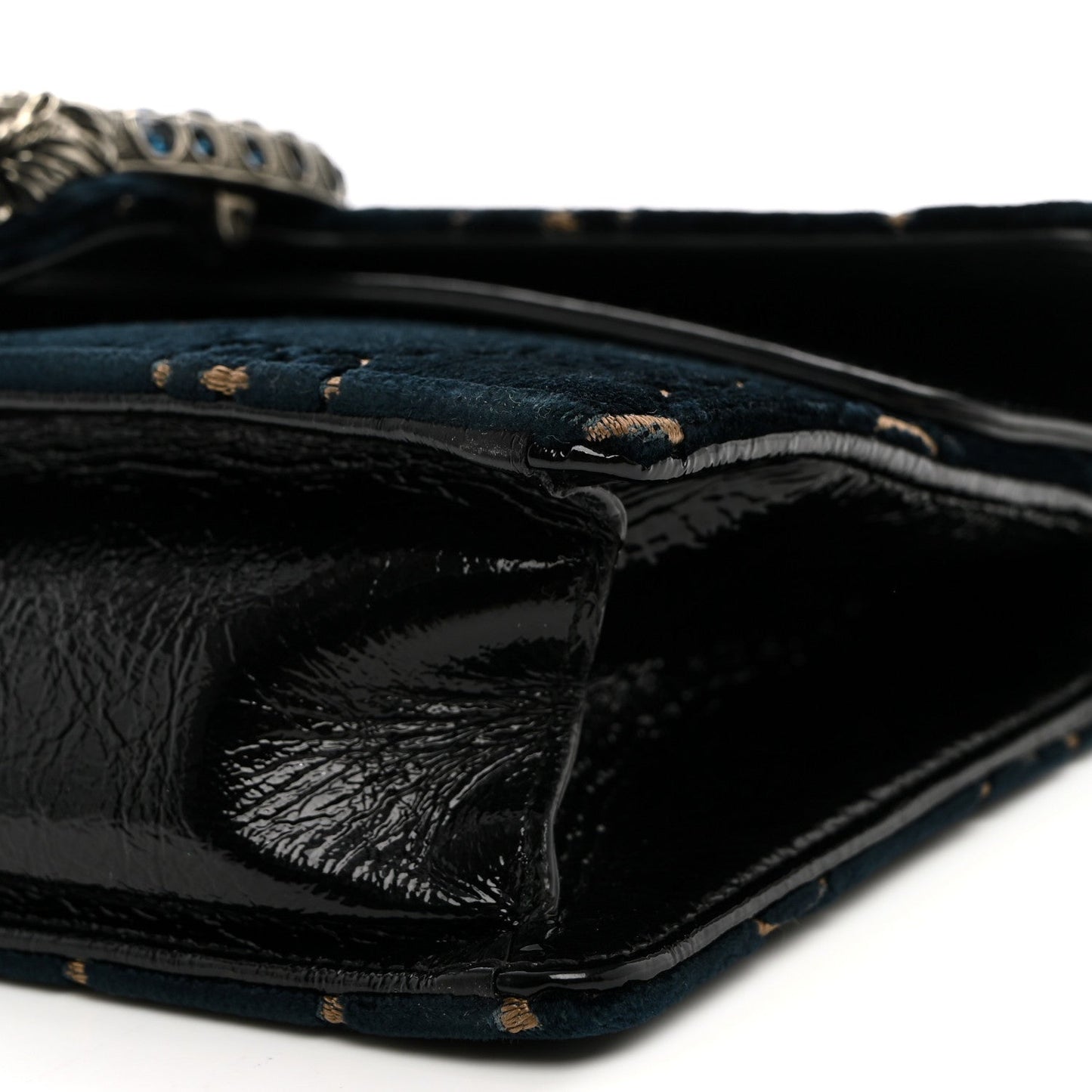 Velvet Skipper Crystal GG Monogram Small Dionysus Shoulder Bag Blue Beige Black