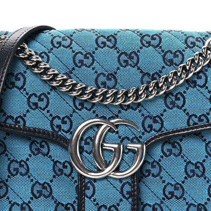 Monogram Multicolor Matelasse Diagonal Small GG Marmont Shoulder Bag Light Blue