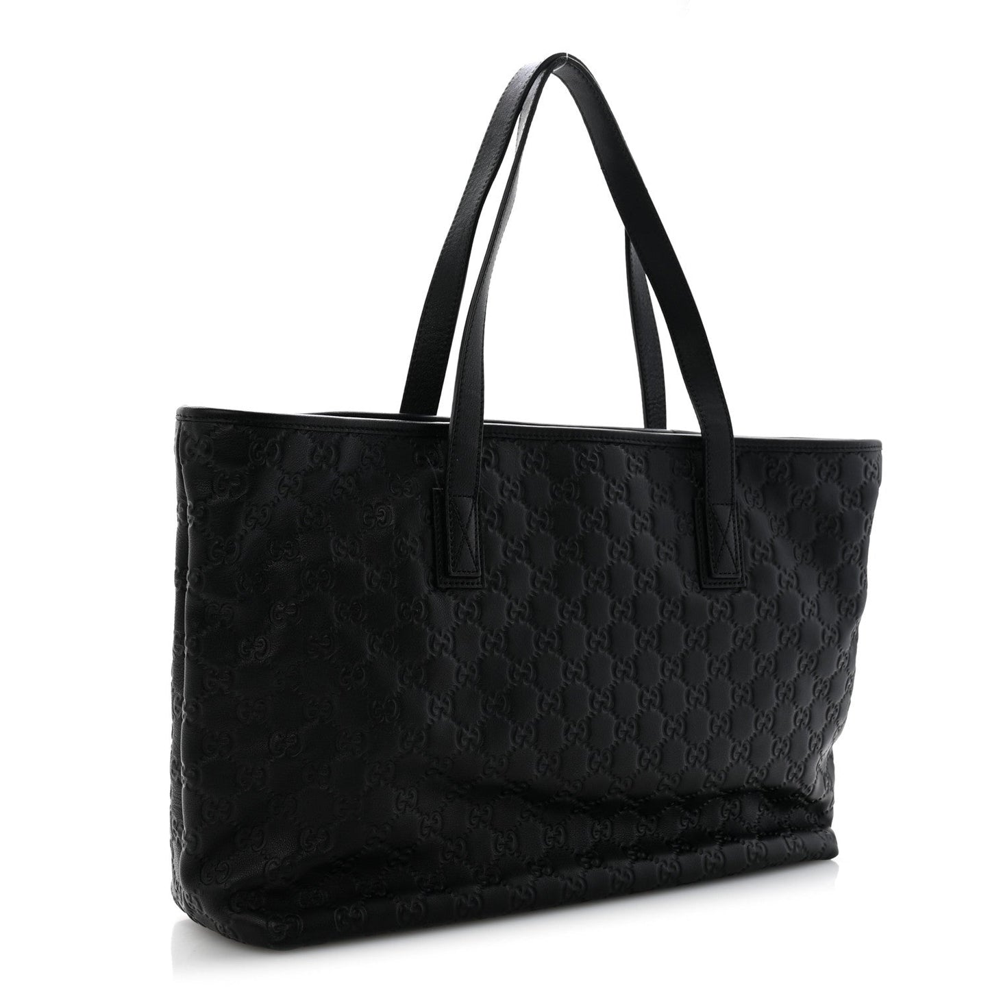 Guccissima Medium Zippered Shopping Tote Black