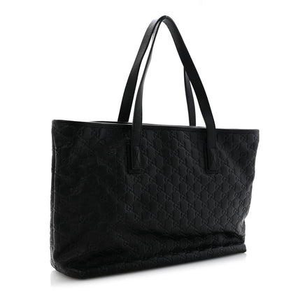 Guccissima Medium Zippered Shopping Tote Black