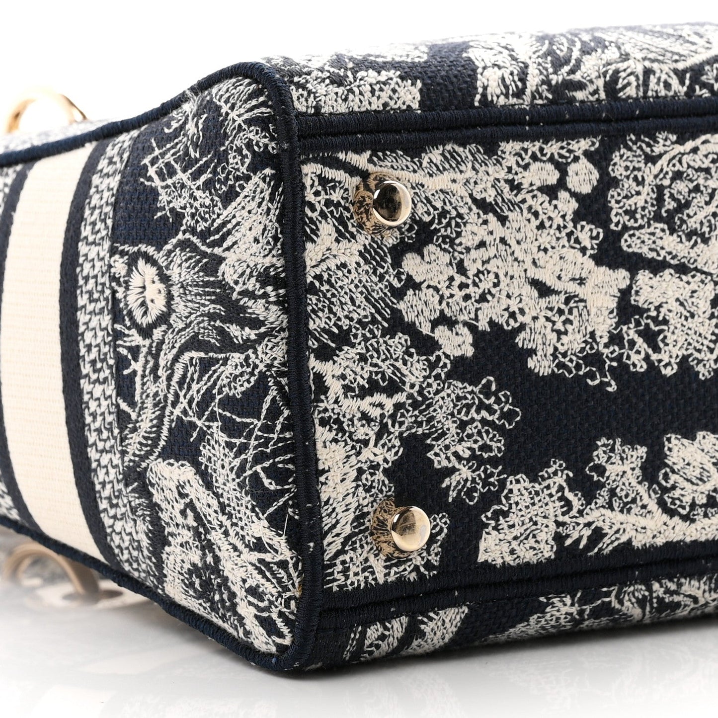 Canvas Toile De Jouy Reverse Embroidered Medium Lady D-Lite Navy