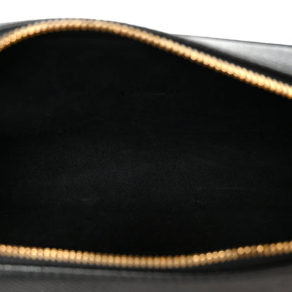 Grained Calfskin Caro Double Pouch Black