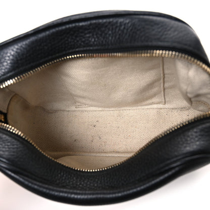 Pebbled Calfskin Small Soho Disco Bag Black