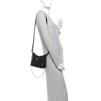 Calfskin Macrocannage Miss Caro Diorling Mini Bag with Chain Black