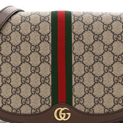 GG Supreme Monogram Web Small Ophidia Flap Messenger Bag Brown
