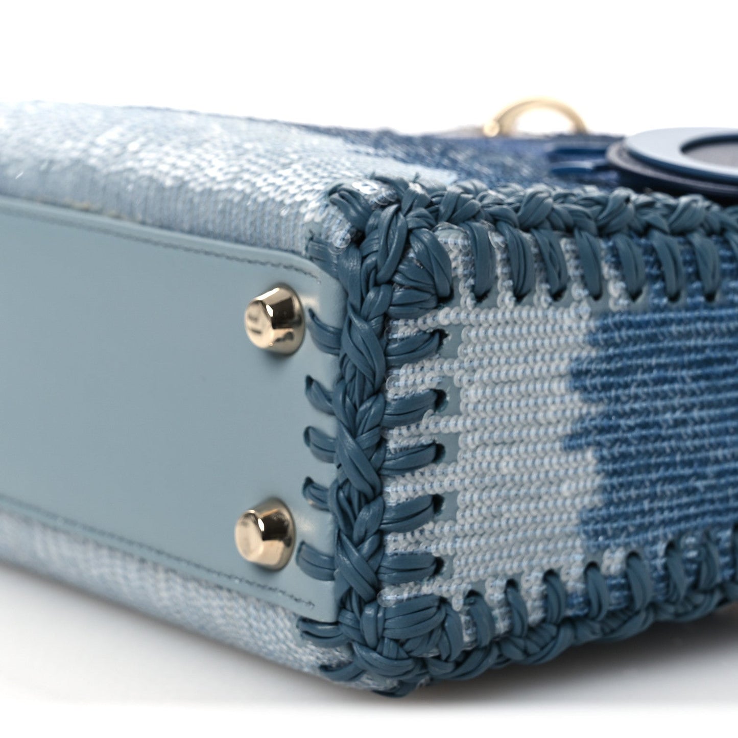 Calfskin Sequin Gradient Stitched Small Lady Dior Blue