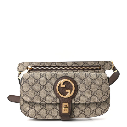 GG Supreme Monogram Textured Dollar Calfskin Blondie Belt Bag Beige Ebony New Acero