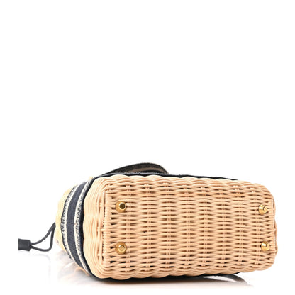 Wicker Oblique Mini Lady Dior Bag Blue