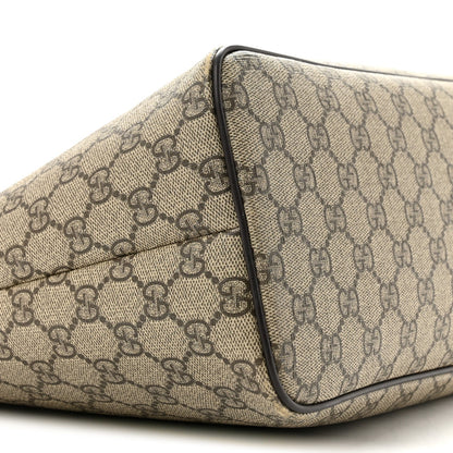 GG Supreme Monogram Medium Zippered Tote Dark Brown