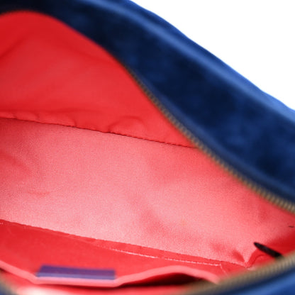 Velvet Matelasse Small GG Marmont Chain Shoulder Bag Cobalt