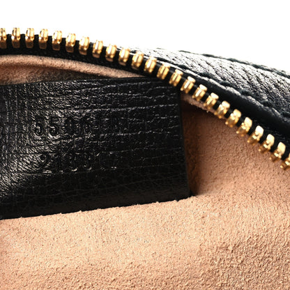 Grained Calfskin Web Mini Ophidia Round Shoulder Bag Black