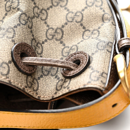GG Supreme Monogram Neo Vintage Drawstring Bucket Backpack Beige New Acero Crop