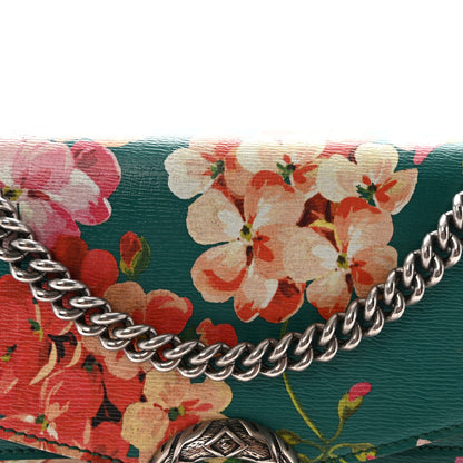 Calfskin Blooms Print Medium Dionysus Shoulder Bag Bright Emerald Multicolor
