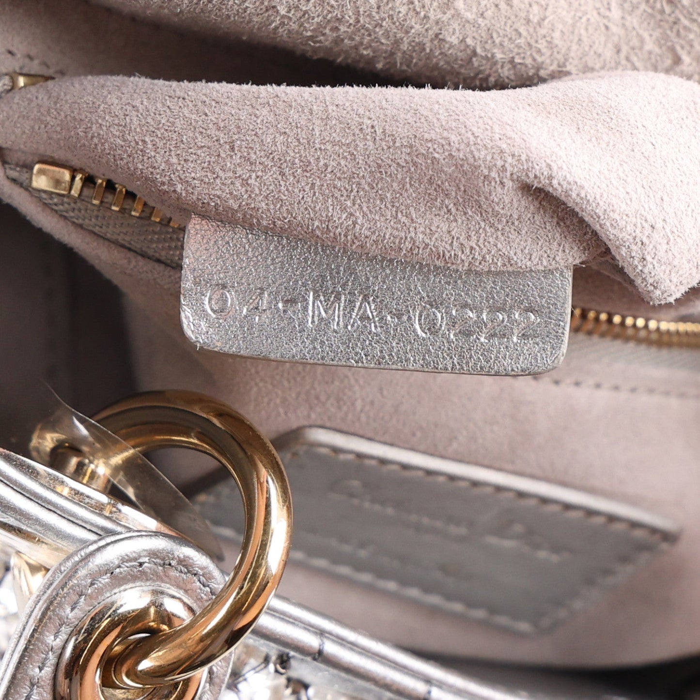 Metallic Calfskin Satin Celestial Bead Embroidery Cannage Mini Lady Dior Silver