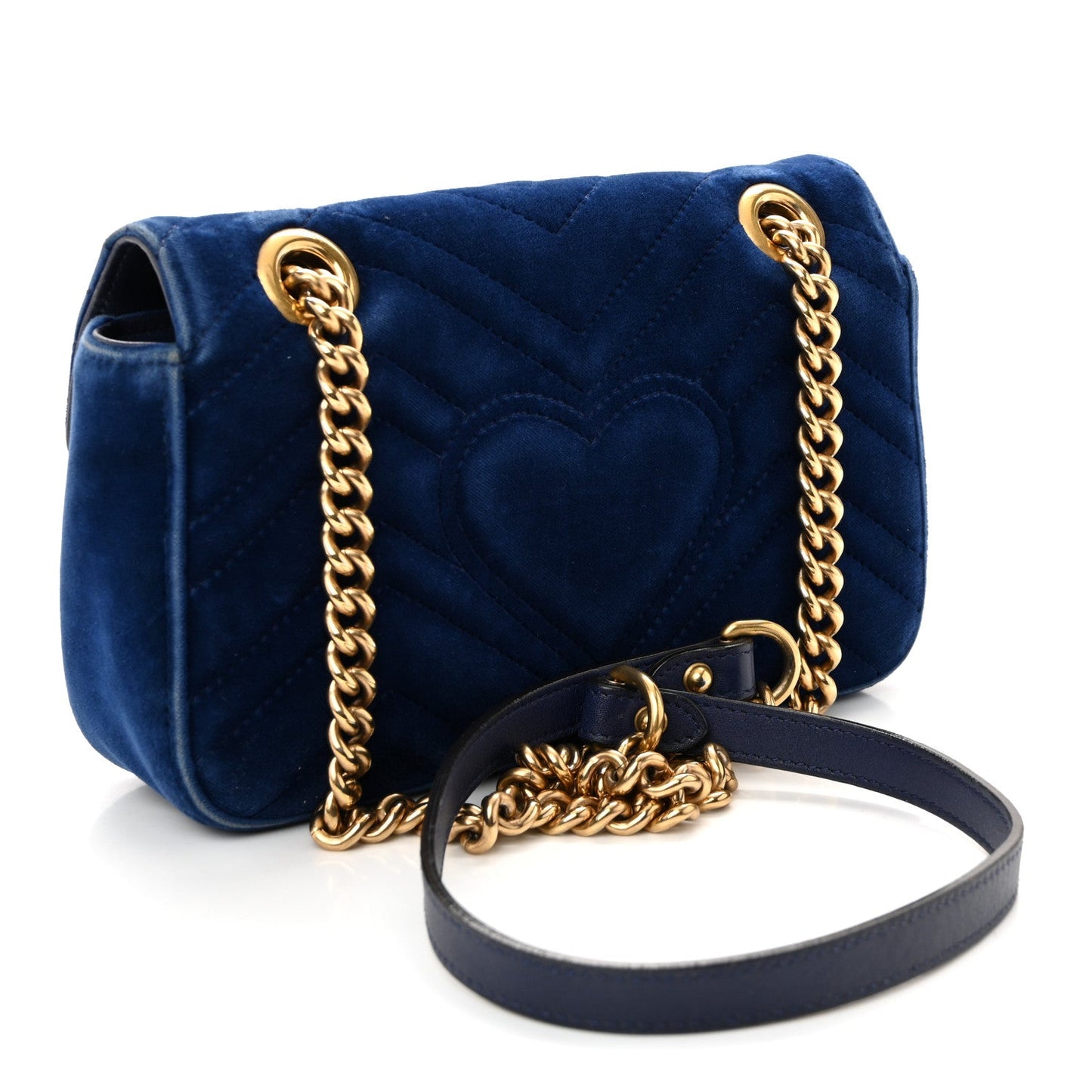 Velvet Matelasse Mini GG Marmont Shoulder Bag Cobalt Blue