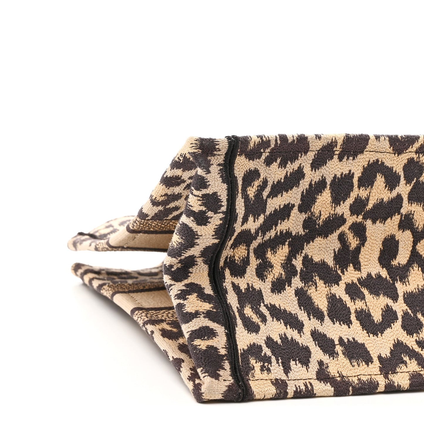 Canvas Mizza Embroidered Medium Leopard Book Tote Beige