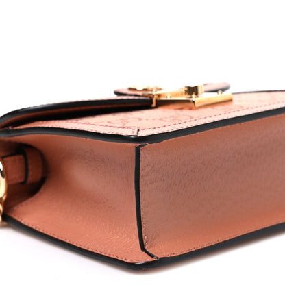GG Monogram Textured Dollar Calfskin Mini Ophidia Padlock Top Handle Chain Shoulder Bag Cloche Rose Pink