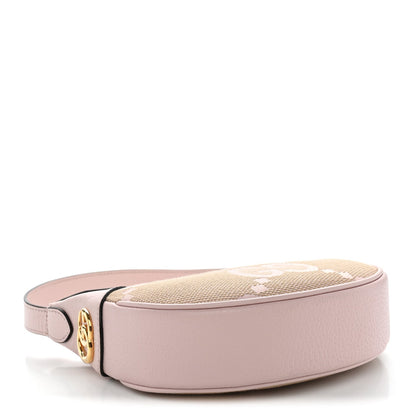 Monogram Jumbo GG Textured Dollar Calfskin Mini Ophidia Half Moon Hobo Beige Perfect Pink