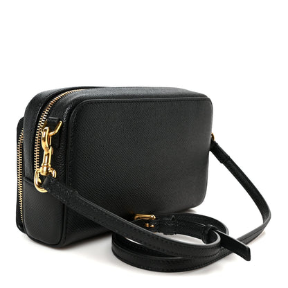 Grained Calfskin Caro Double Pouch Black