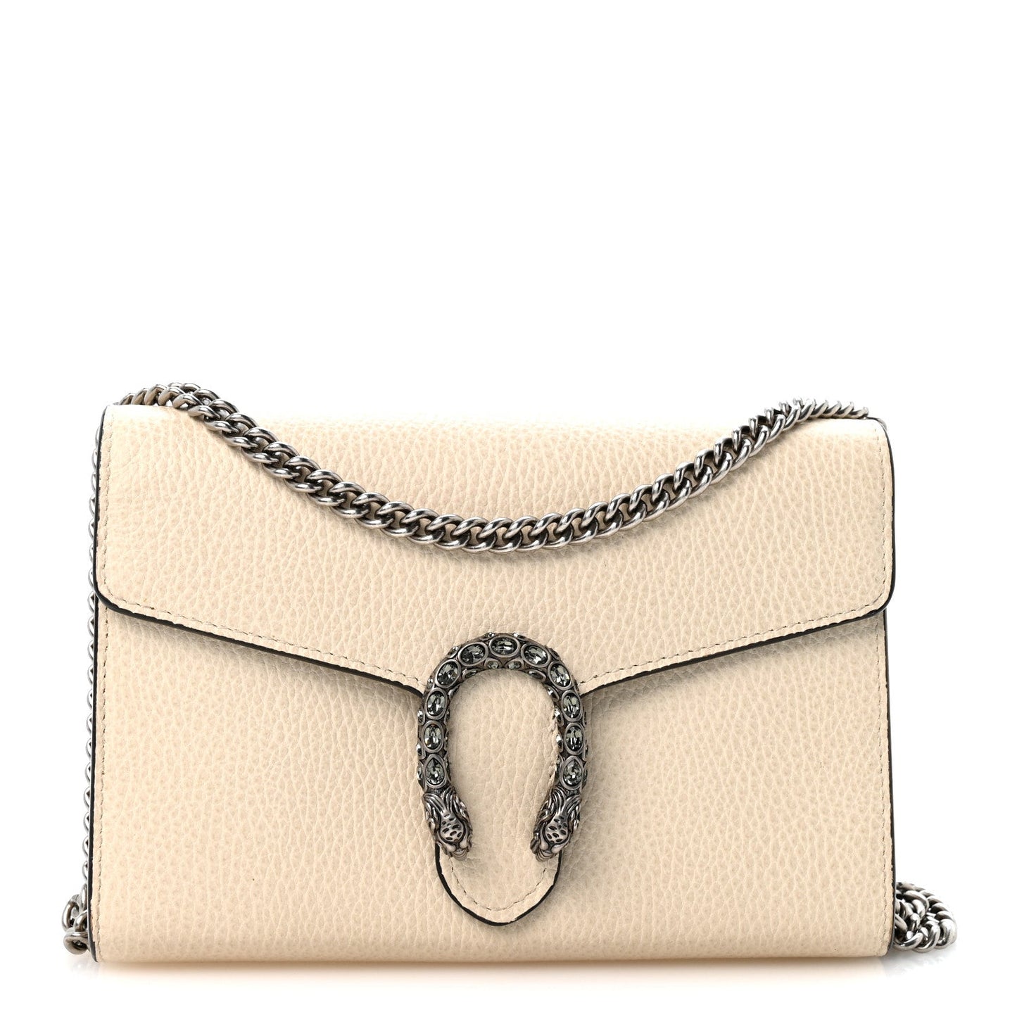 Dollar Calfskin Mini Dionysus Chain Wallet Mystic White