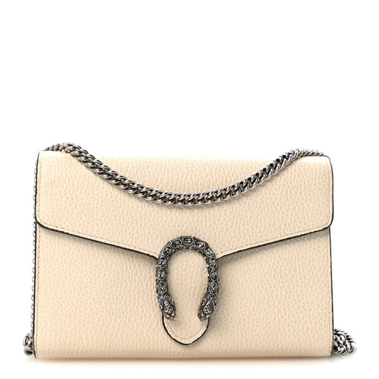 Dollar Calfskin Mini Dionysus Chain Wallet Mystic White