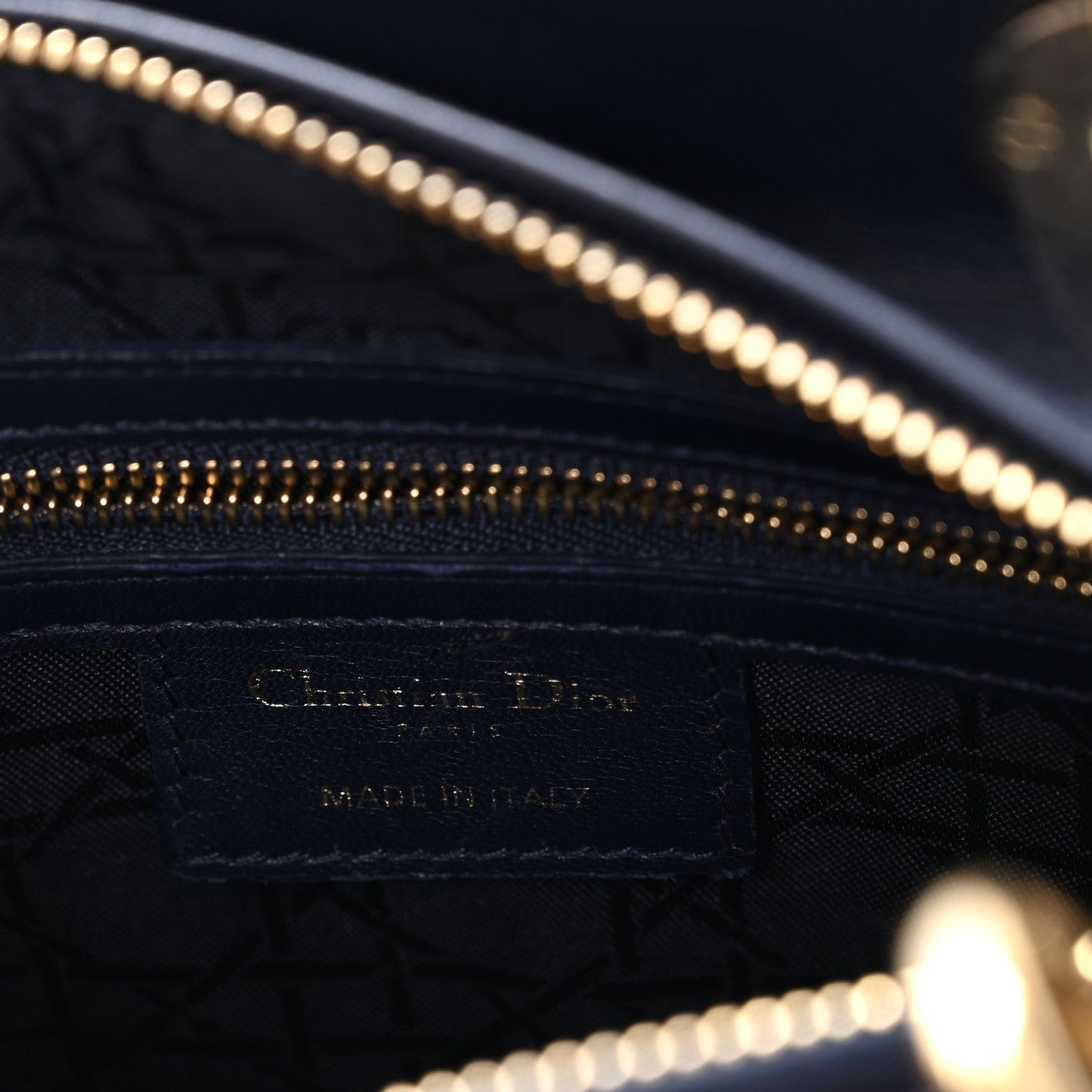 Lambskin Cannage Medium Lady Dior Navy Blue