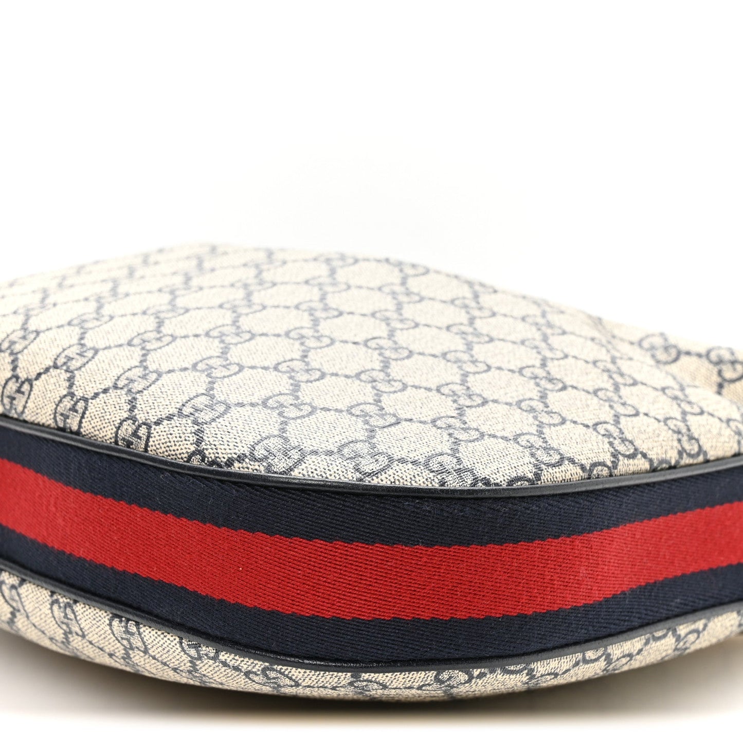 GG Supreme Monogram Textured Calfskin Web Large Attache Shoulder Bag Beige Blue