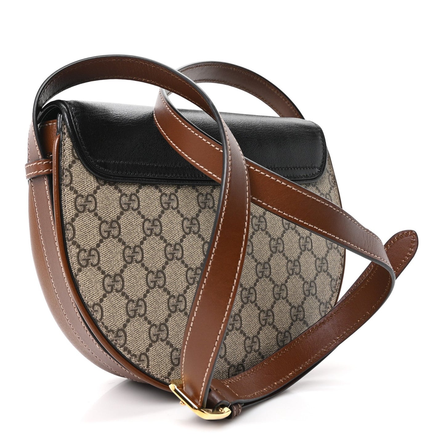 GG Supreme Monogram Calfskin Small Padlock Messenger Shoulder Bag Beige Black Cuir