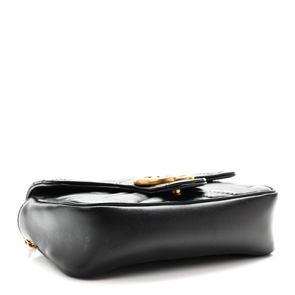 Calfskin Matelasse Super Mini GG Marmont Shoulder Bag Black
