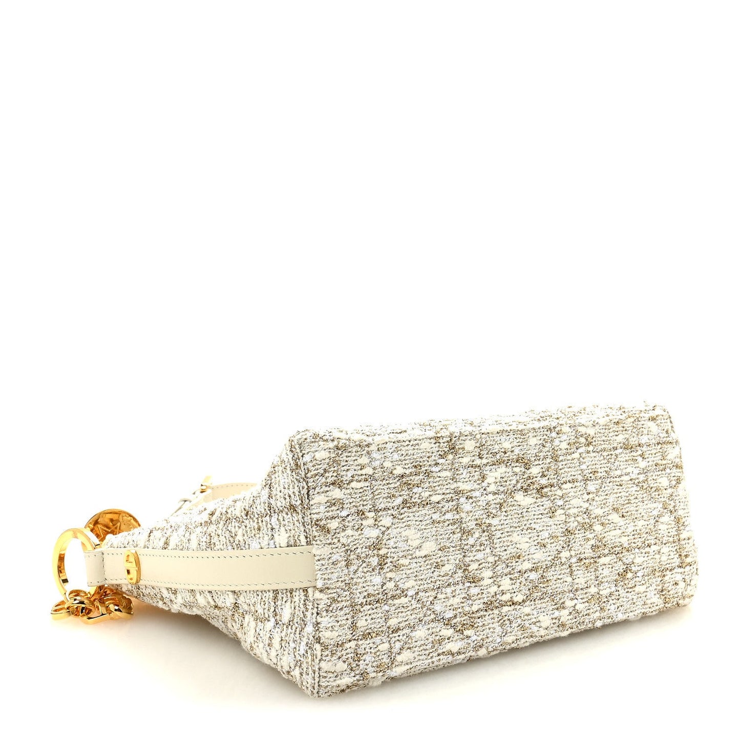 Tweed Cannage DiorStar Hobo Bag White Gold