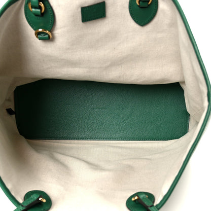 Textured Dollar Calfskin Medium Ophidia Shoulder Tote Bag Green