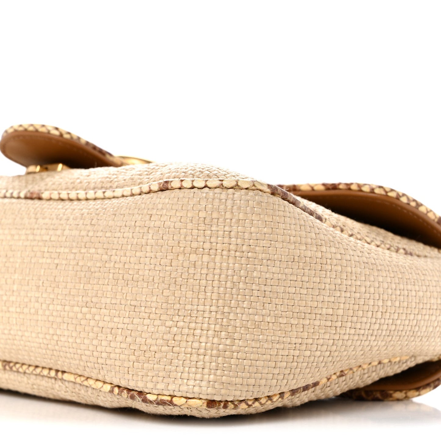 Raffia Elaphe Matelasse Small GG Marmont Shoulder Bag Natural Cream Brown