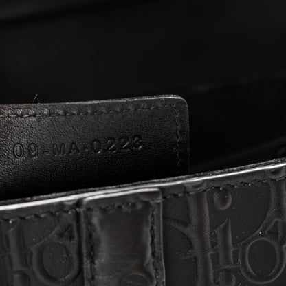 Calfskin Embossed Oblique Saddle Bag With Strap Black