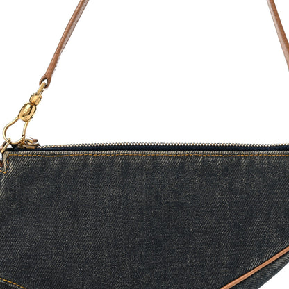 Denim Mini Saddle Pochette Navy
