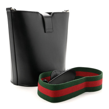 Tritone Calfskin Web Mini Ophidia Bucket Bag Black