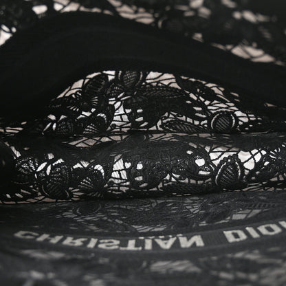 Embroidered 3D Macrame D-Lace Butterfly Large Book Tote Black Multicolor