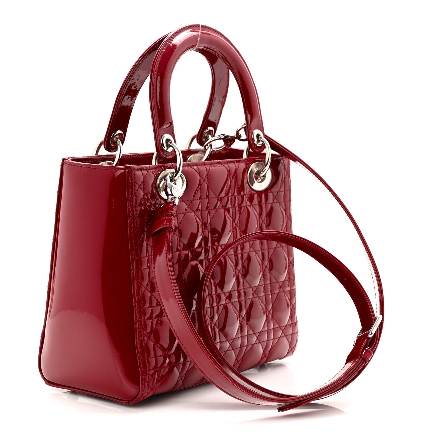 Patent Cannage Medium Lady Dior Red